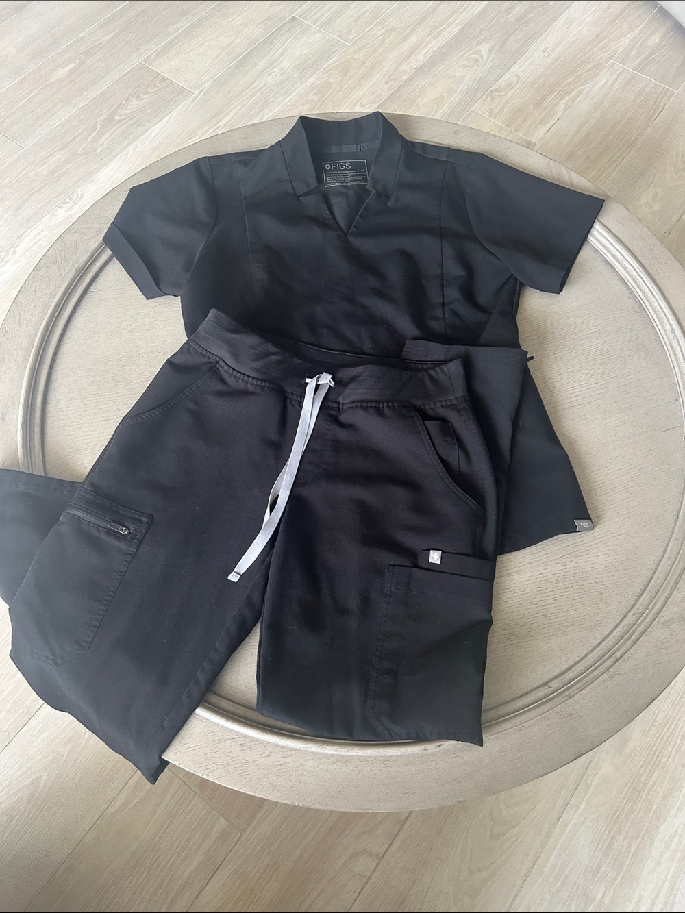 Figs Black Women's Drawstring Cargo Jogger Scrub Pants
